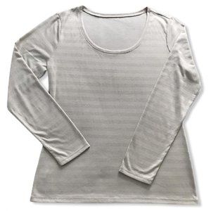 Ann Taylor Long Sleeve Silver Dot Stripes
